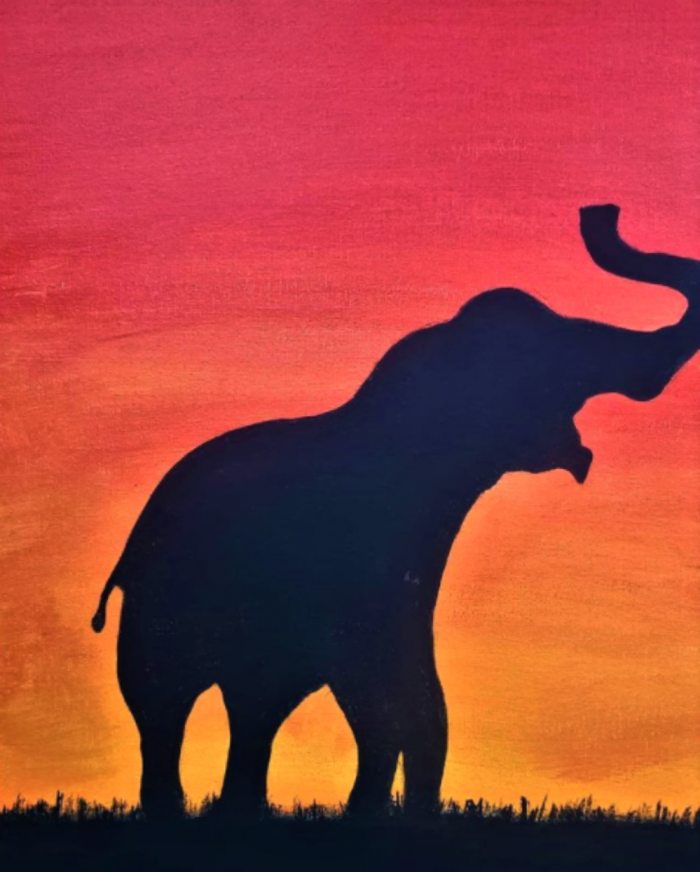 Elephant in the Sunset